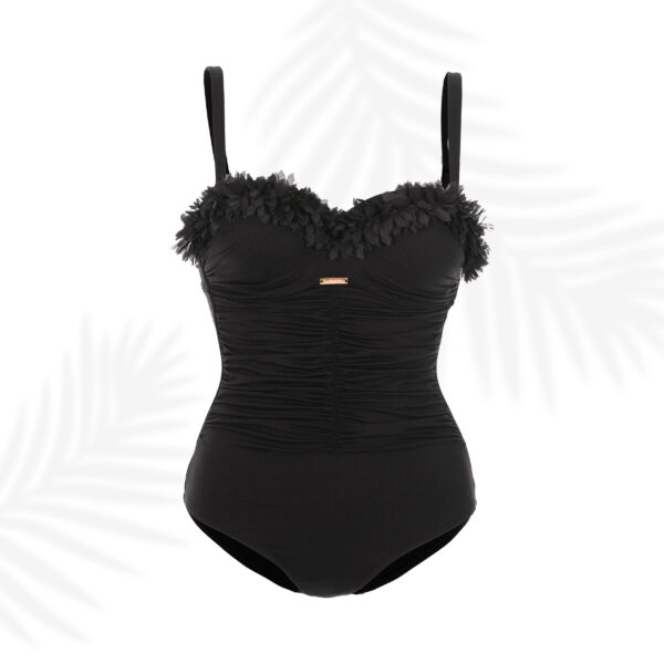 Anastazja Negro one-piece black slimming swimsuit plus size slimming push up Polish producer lavel 2023 front