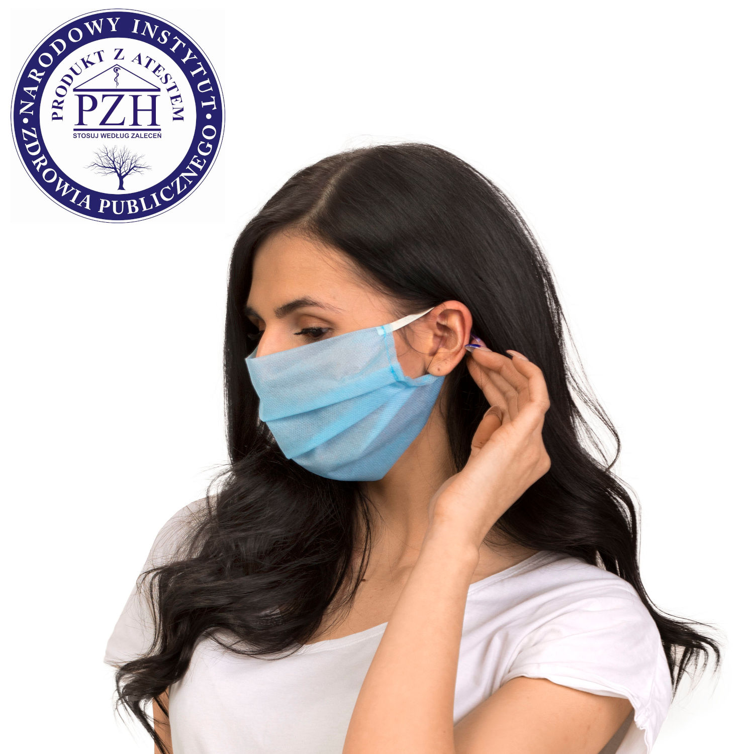 dostepna maska ochronna jednorazowa niebieska profil atest higieniczny