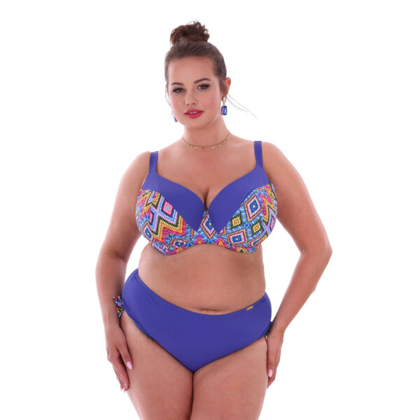 two-piece plus size swimsuit Loren 2 N13 with tied panties joyful colorful pattern for large breasts proprietary size cups manufacturer LAVEL front