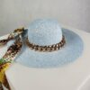 kapelusz letni plazowy z lancuchem Luna Baby Blue Blekitny polski producent strojow kapielowych LAVEL kapelusz z szarfa