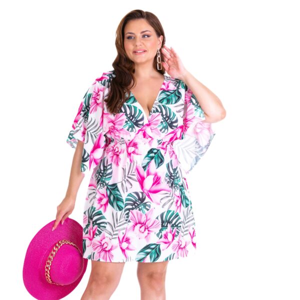 luna n18 short beach dress with cape plus size polish manufacturer lavel 2023 closeup