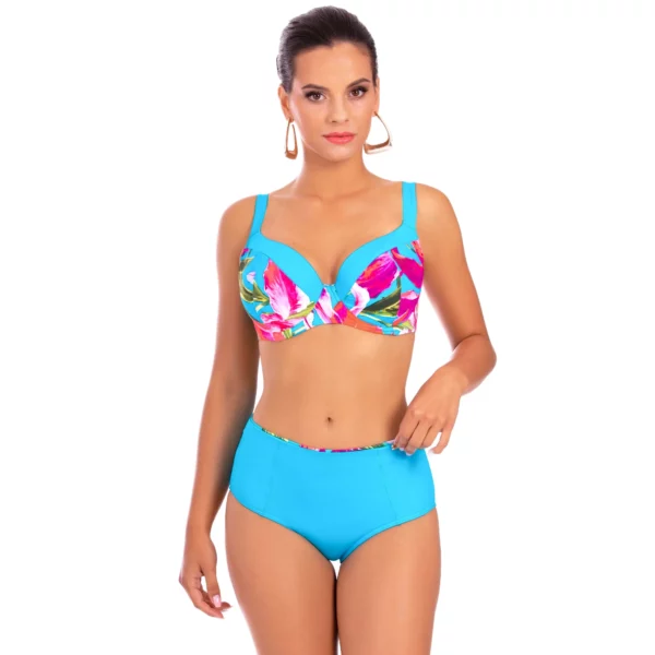 LOREN 1 C4 two-piece swimsuit with a soft foam cup for large breasts and high-waisted panties, Polish manufacturer lavel 2023 front