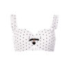 biustonosz kapielowy bialy kropki Brigitt B K10 duch na duzy biust bardotka kostium kpielowy bikini LAVEL