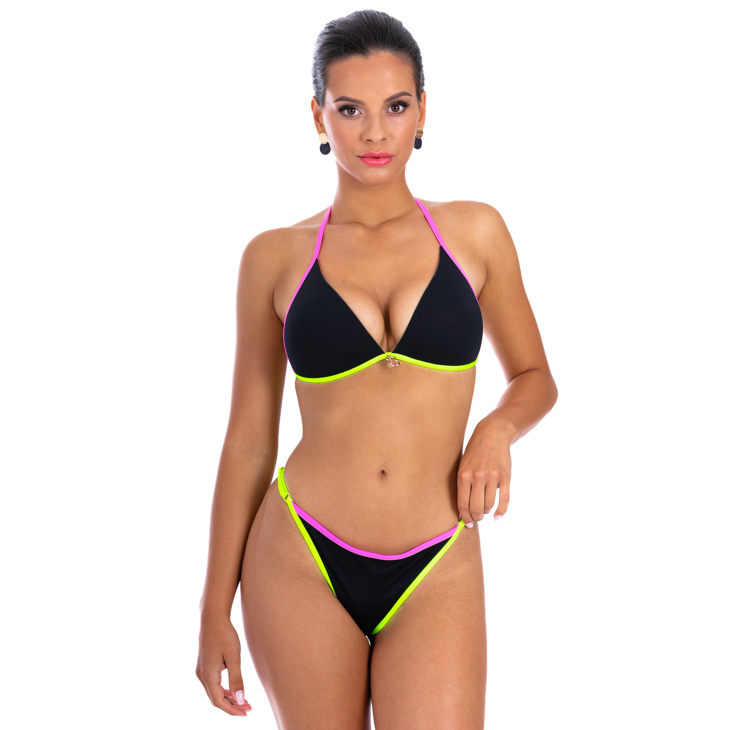 Bañador bikini tanga con abertura con cordón delantero, Mode de Mujer