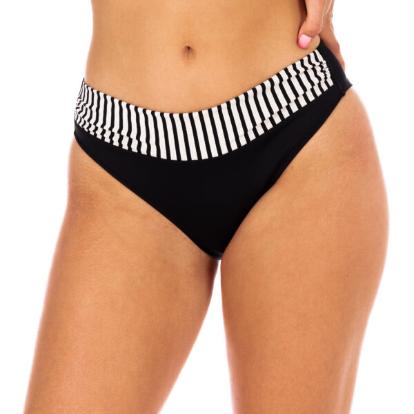 Panties vC N8 Black women's swimming trunks Swimming panties with black and white stripes covering the buttocks plus size bikini bottom Polish manufacturer LAVEL 2024 (1)