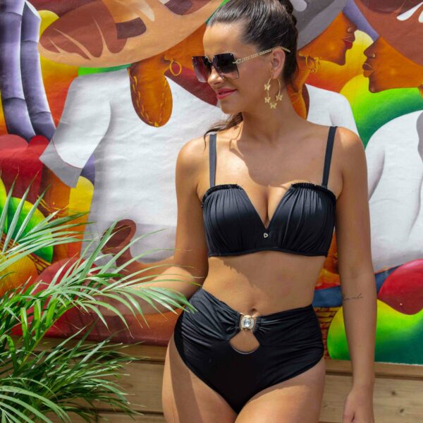 Anita negro black Two-piece push up swimsuit with high waist, slimming shaping black plus size bikini, Polish manufacturer LAVEL 2024 (1)