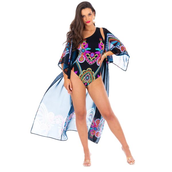 Luna S Z22 Long beach cover-up for large breasts, for a large belly, slimming Cover for a Pareo swimsuit Beach cover-up pallet accessories Polish manufacturer LAVEL 2024 (1)