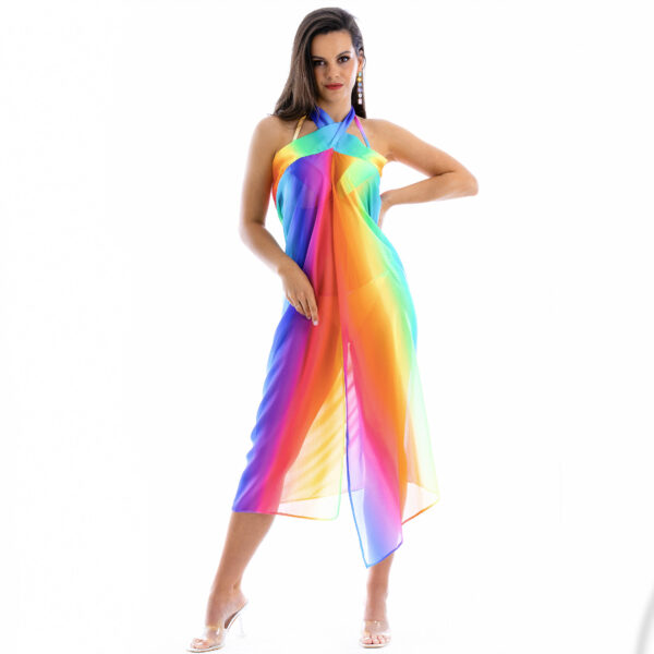 Pareo C8 Beach pareo Colorful beach dress tied in several ways for large breasts for large belly slimming cover for swimsuit Polish manufacturer LAVEL 2024 (1)