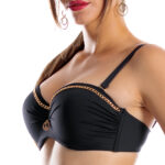 Brigitt L Cup Negro Czarny biustonosz kąpielowy push up ze złotymi dodatkami i odpinanymi ramiączkami czarny kostium kąpielowy dwuczęściowy strój 5