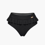 czarny dół bikini czarne z baskinką z falbanką
