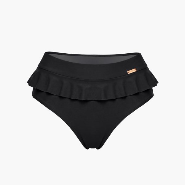 czarny dół bikini czarne z baskinką z falbanką
