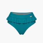 zielonydół bikini butelkowa zieleńz baskinką z falbanką