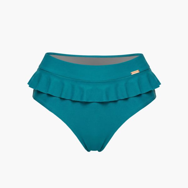 zielonydół bikini butelkowa zieleńz baskinką z falbanką