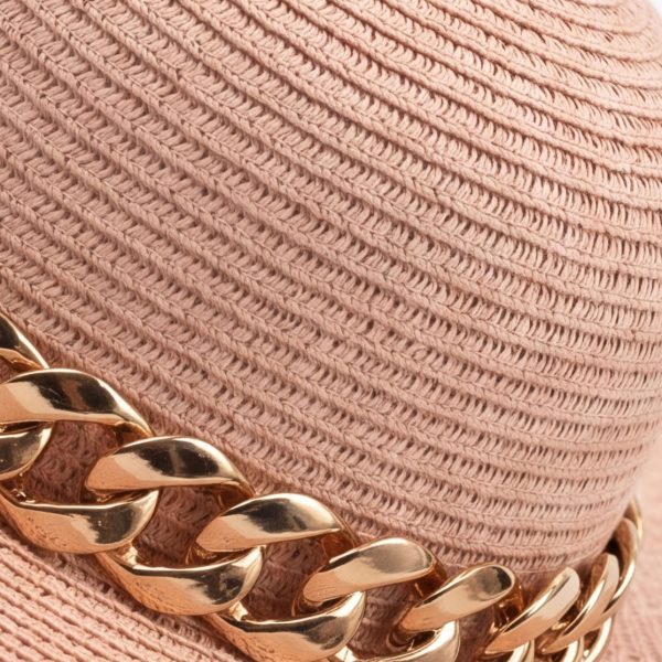 Luksusowy damski kapelusz przeciwsłoneczny w stylu glamour Plażowy kapelusz słomkowy LK 001 Pale Pink (3)
