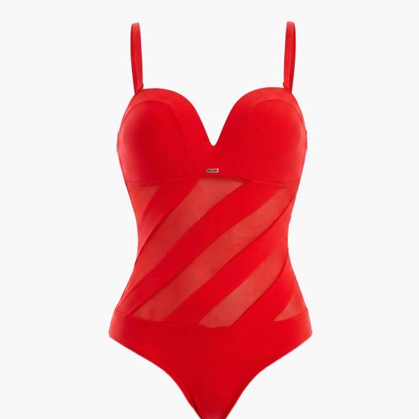 czerwony jednoczęściowy strój kąpielowy modelujący kostium kąpielowy jednoczęściowe stroje kąpielowe wyszczuplające pushup z push up ekskluzywne 2026 na duży brzuch ukrywające brzuszek seksowne seksi modne (6)