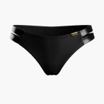 polyskujacebikini z paseczkami czarne majtki od bikini czarne