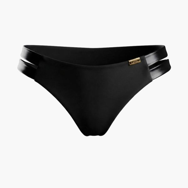 polyskujacebikini z paseczkami czarne majtki od bikini czarne