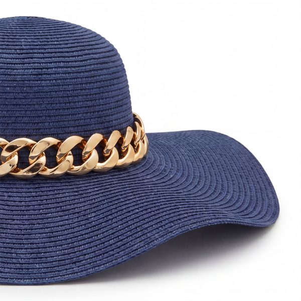 Luksusowy damski kapelusz przeciwsłoneczny w stylu glamour Plażowy kapelusz słomkowy LK 001 Navy Blue (4) Luksusowy damski kapelusz przeciwsłoneczny w stylu glamour Plażowy kapelusz słomkowy LK 001 Navy Blue (4)