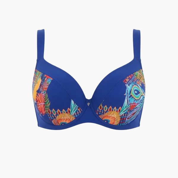 stabilizujący biustonosz zplażowy bikini z fiszbinami i piankowymi miseczkami half cup granatowy stabilizujący biustonosz zplażowy bikini z fiszbinami i piankowymi miseczkami half cup granatowy